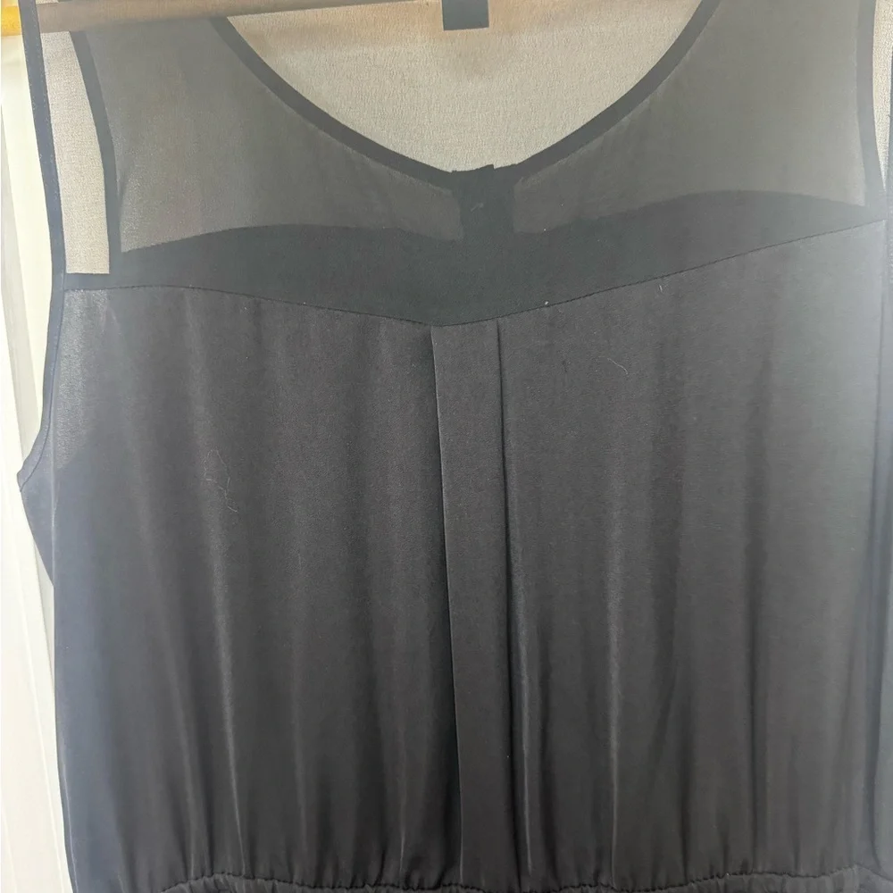 Ann Taylor Black Sleeveless Button-Front High/Low Midi Dress
